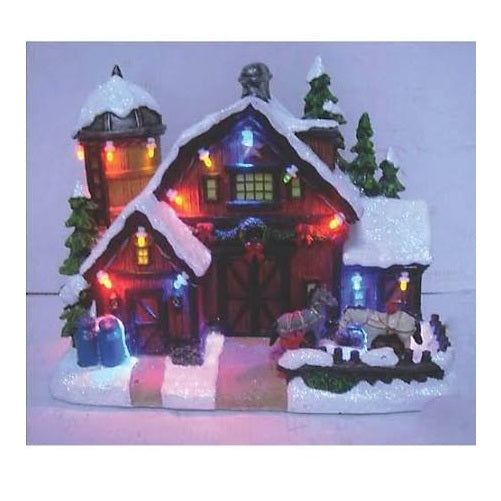 Santas Forest 29927 Resin Holiday Village Tabletop Decoration, Barn