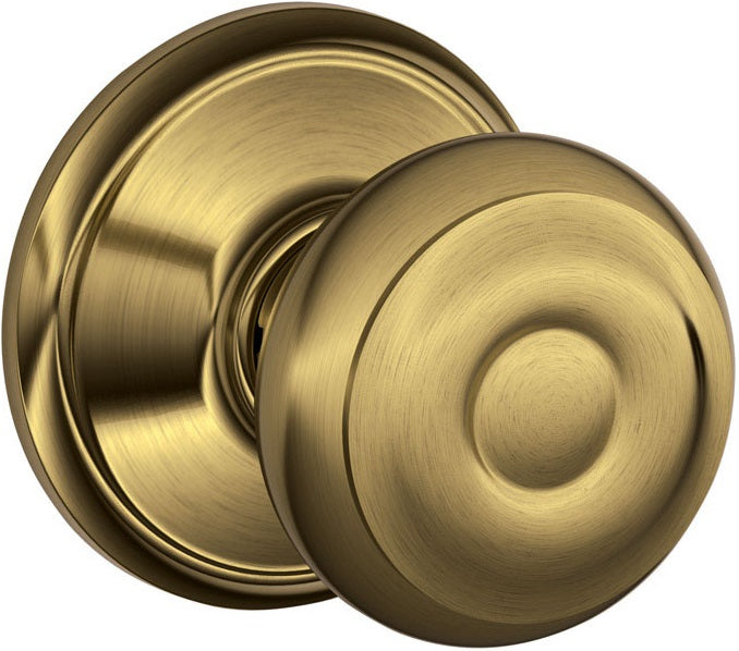 Schlage F10VGEO609 Georgian Hall and Closet Knob, Antique Brass