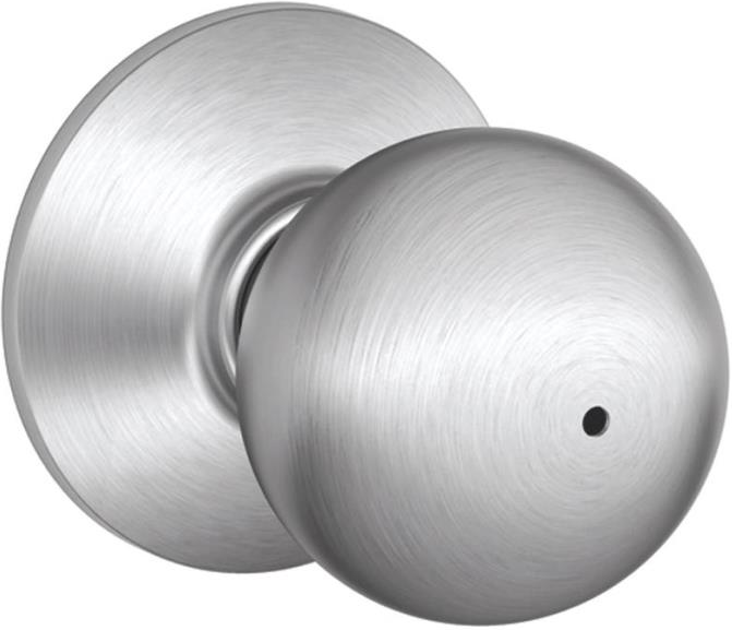 Schlage F40ORB626 Orbit Bed and Bath Lock Knob, Satin Chrome