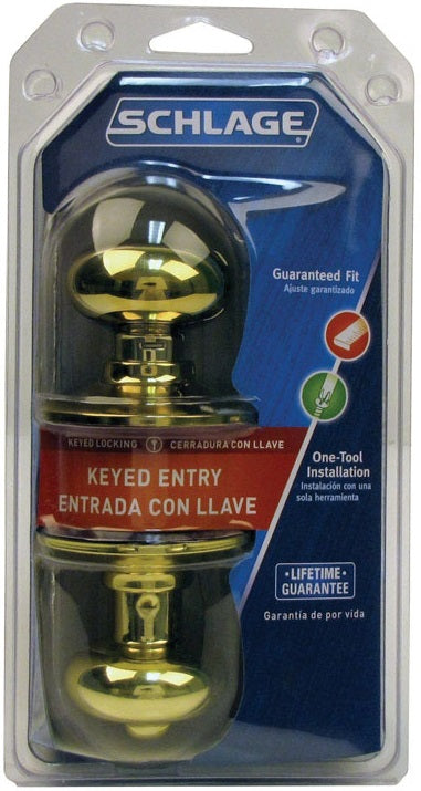 Schlage F51V PLY505 Plymouth Design Entry Lockset, Bright Brass