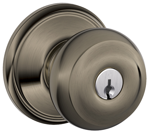 Schlage F51VGEO620 Entry Knob, Antique Pewter, 2-3/8" to 2-3/4"