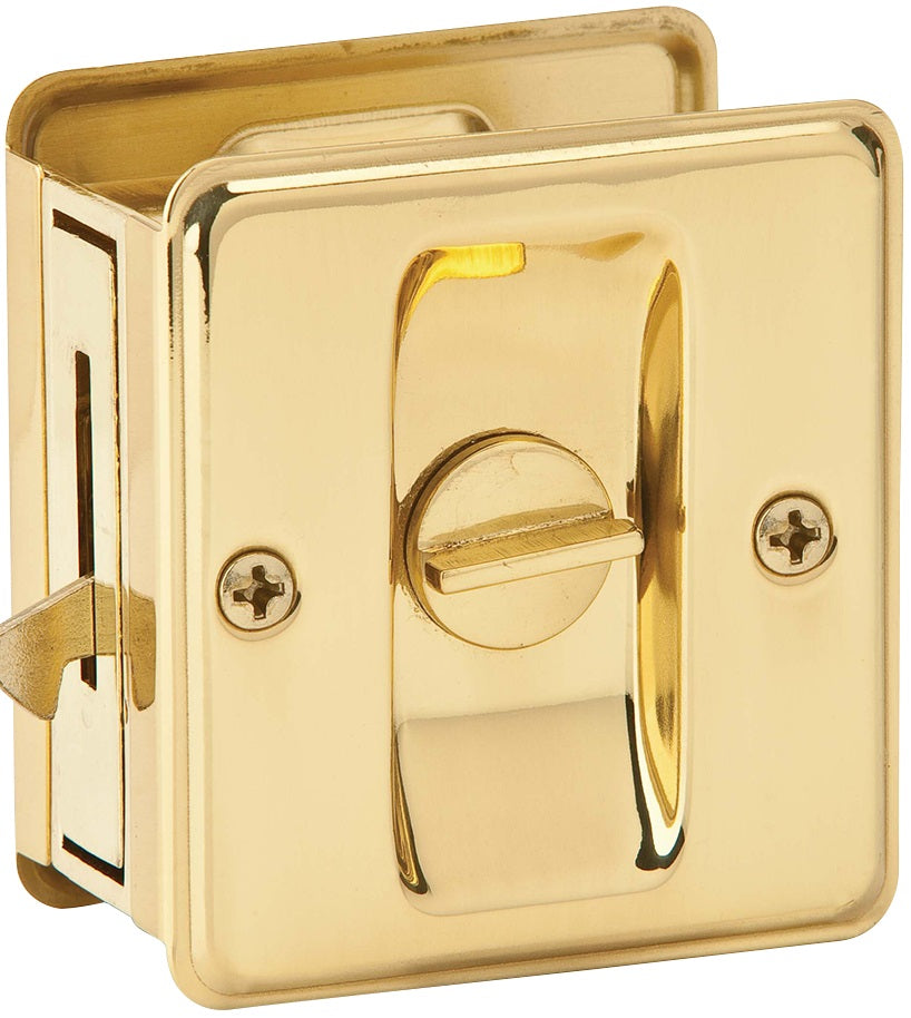 Schlage SC991B-605 Artisan Sliding Pocket Door Lock, Bright Brass