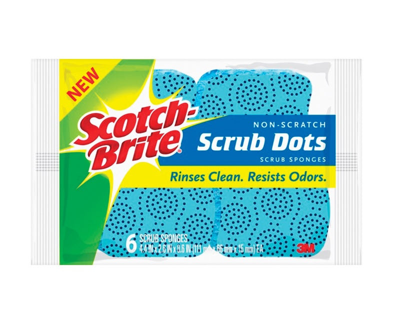 Scotch-Brite 20306-4 Scrub Dots Non-Scratch Scrub Sponge, Fiber