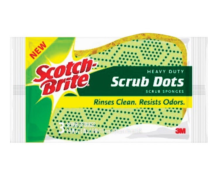 Scotch-Brite 30303-8 Scrub Dots Heavy Duty Scrub Sponge, Fiber