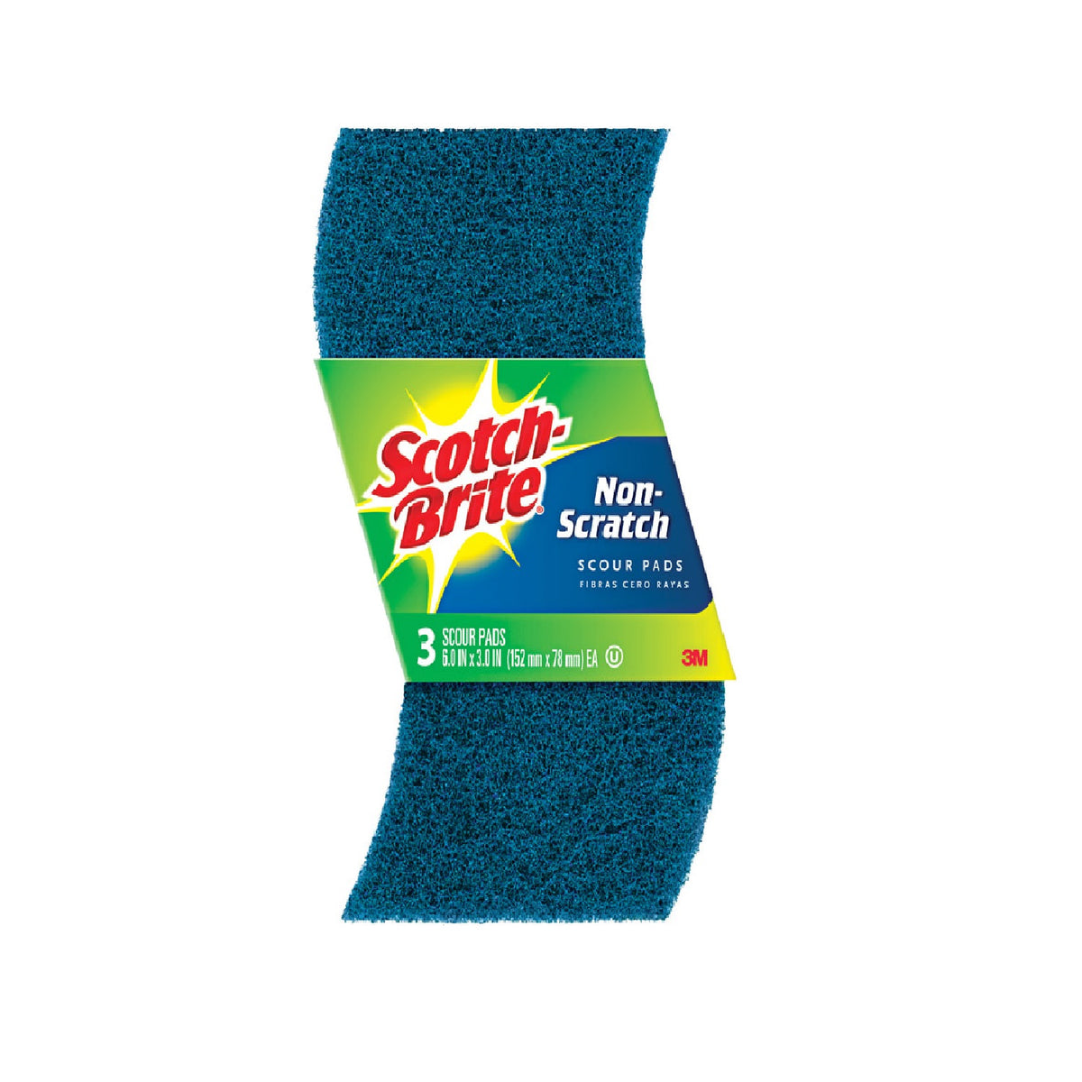 Scotch-Brite 623-10 Scouring Pads, Blue,  6" x 3.8",  3 Piece