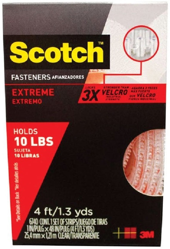 Scotch RF6740 Extreme Fasteners, 1" x 4', Clear