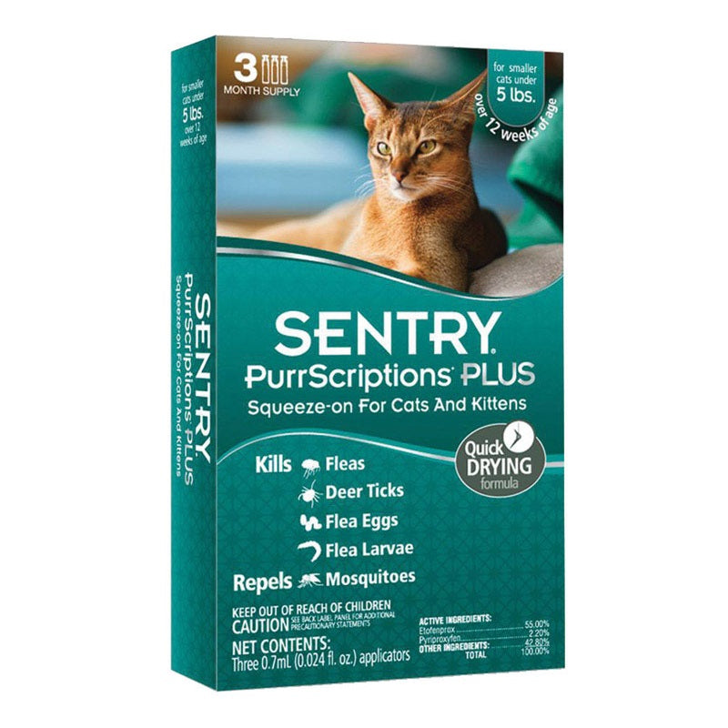 Sentry 01980 Purrscriptions Plus Flea & Tick Squeeze-On, 2.2 Lbs. Adul