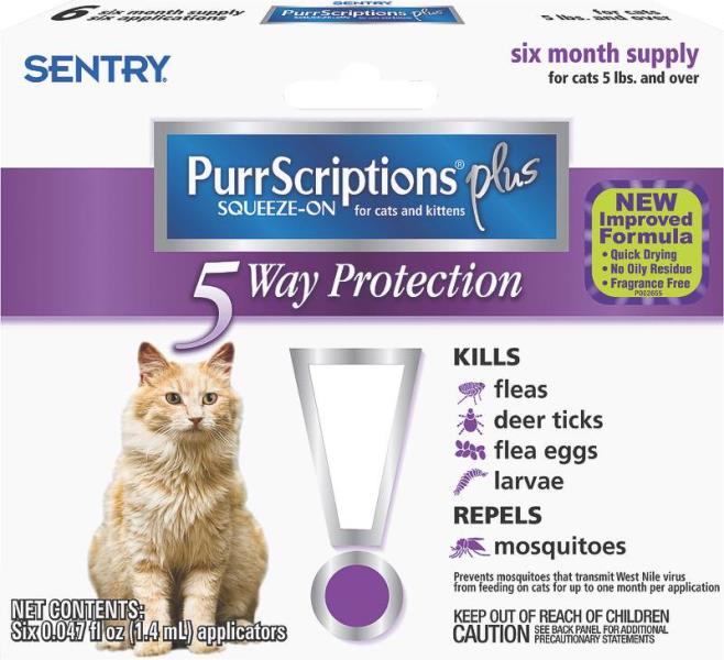 Sentry 02111 Purr Scriptions Plus Flea & Tick Squeeze-On Cat 5 lbs
