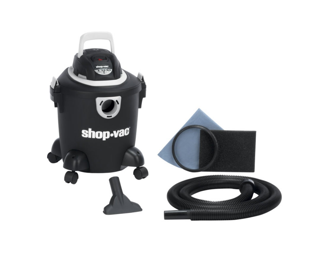 Shop-Vac 2030400 Wet / Dry Vacuum, 2.0 Php, 5 Gallon, Plastic