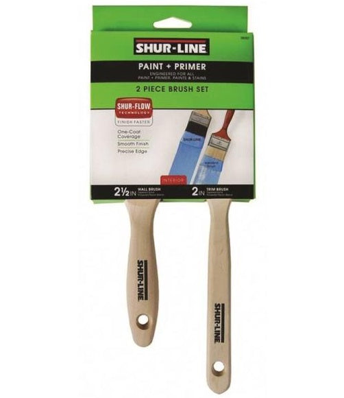 Shur-Line 2002027 Interior Paintbrush Set, Angle 2" And Flat 2-1/2"