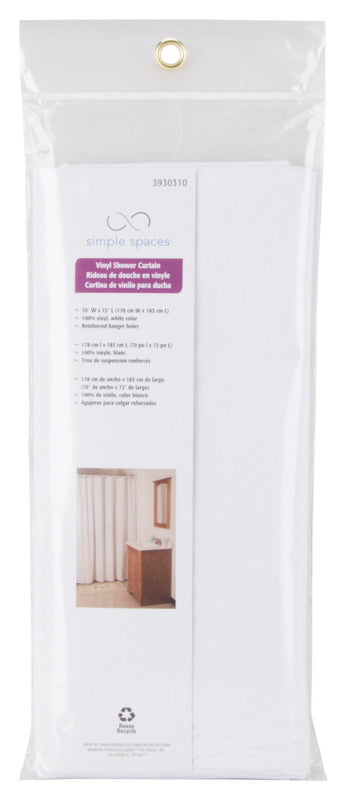 Simple Spaces SD-PCP01-W3L Vinyl Shower Liner, 70" X 72", White