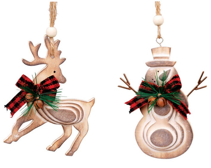 Sinomart C18-130677A/79B Christmas Tabletop Decoration Deer and Snowman, Resin, Assorted Color
