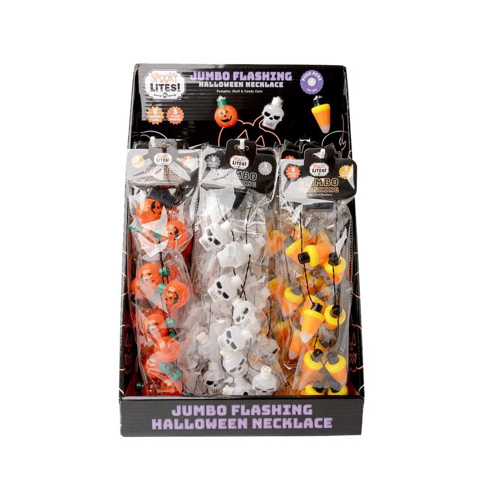 Spooky Lights H-JMBO2 LED Flashing Halloween Necklace, 7 Inch