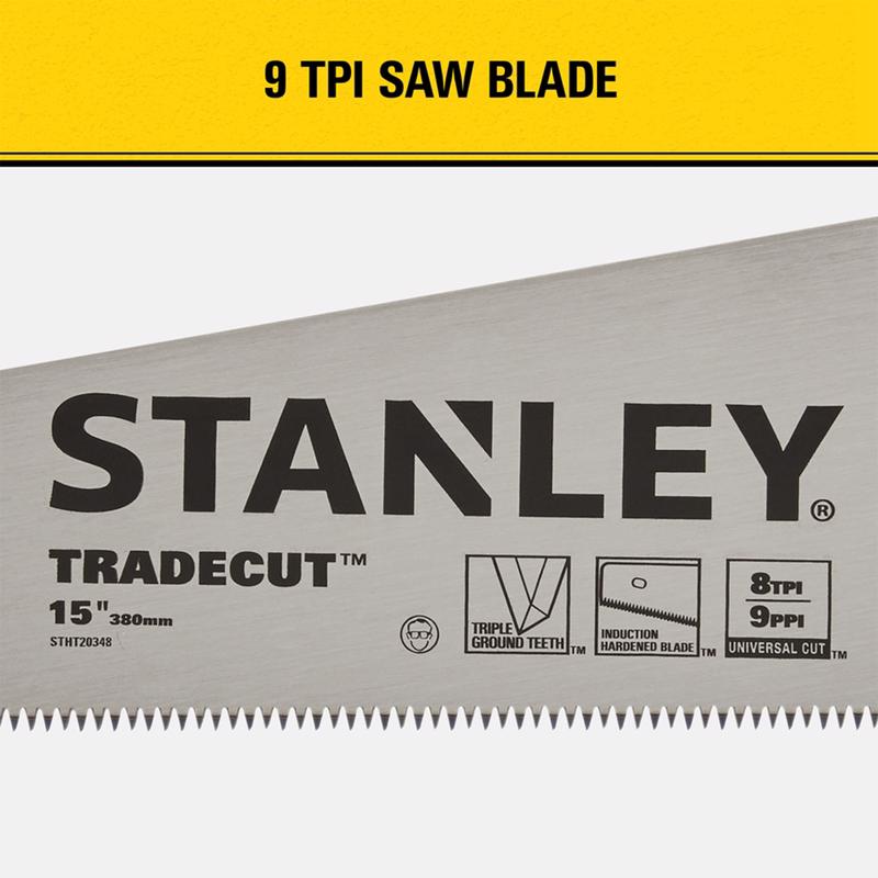 Stanley STHT20348 Tradecut Panel Saw, Black/Yellow, 15 inch