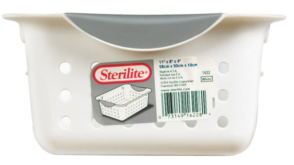 Sterilite 16228012 Small Ultra Basket, 11" x 8" x 4", White With Titanium
