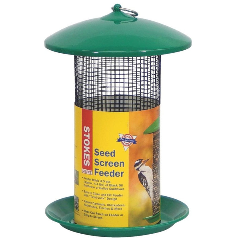 Stokes Select 38175 4 Ports Tube Bird Feeder, Metal Screen, Green, 4 Quarts