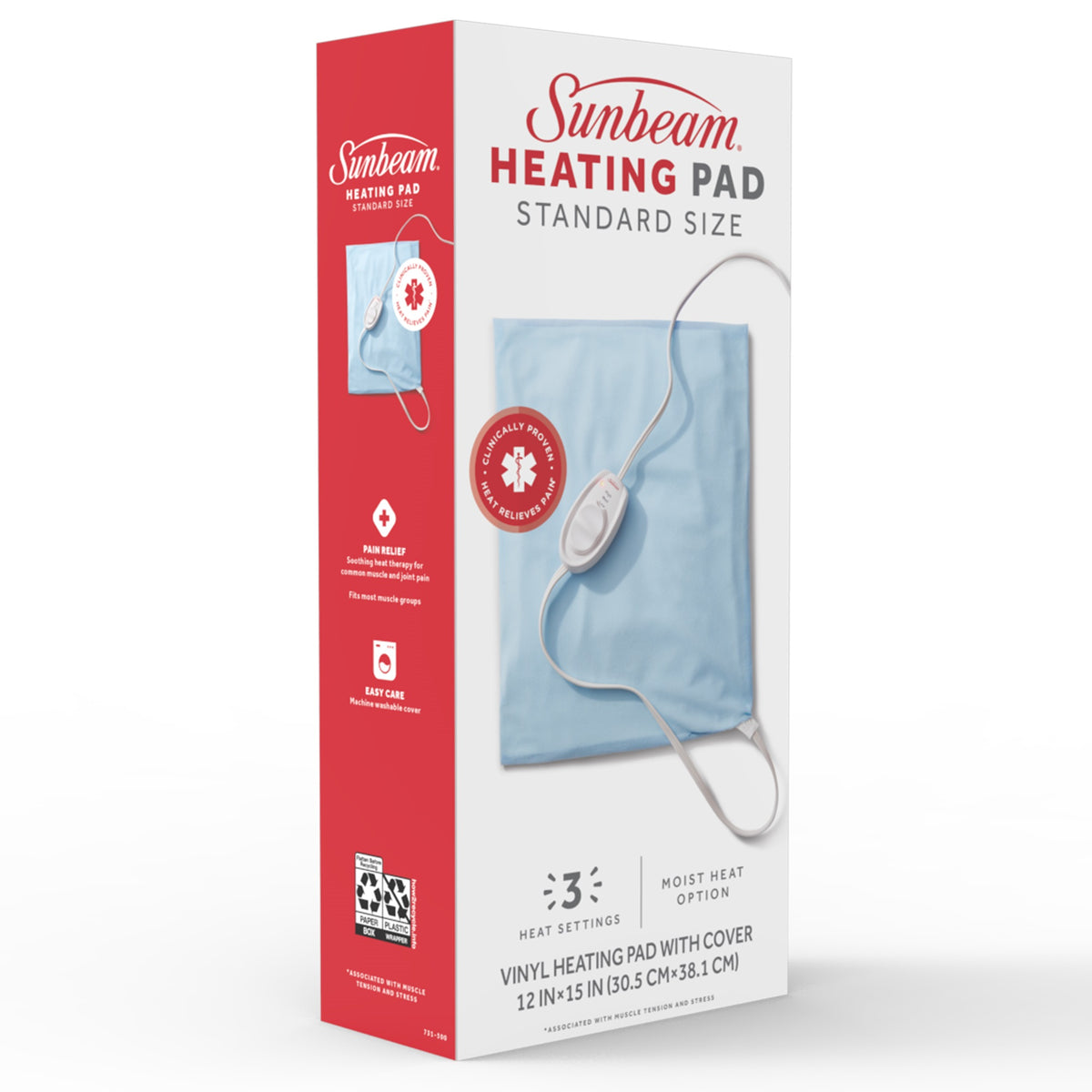 Sunbeam 2101860 Standard Size Heating Pad With UltraHeat Technology, Light Blue
