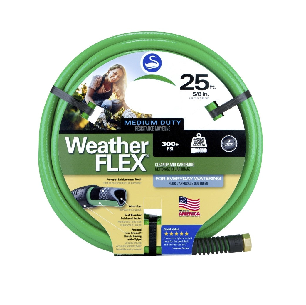 Swan SNWF58025 Weatherflex Medium Duty Garden Hose, Green, 5/8 inch X 25 Ft