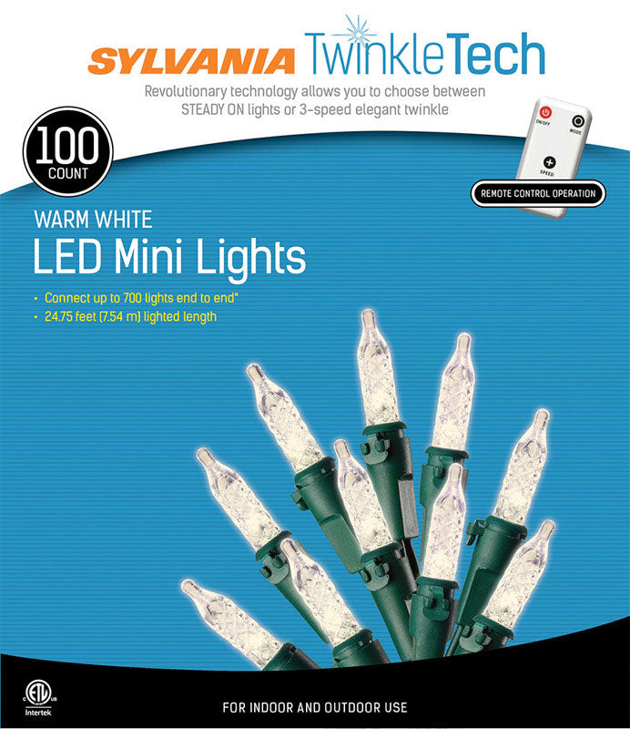 Sylvania V41210-71 Twinkle Tech LED Mini Light Set With Remote, Warm White