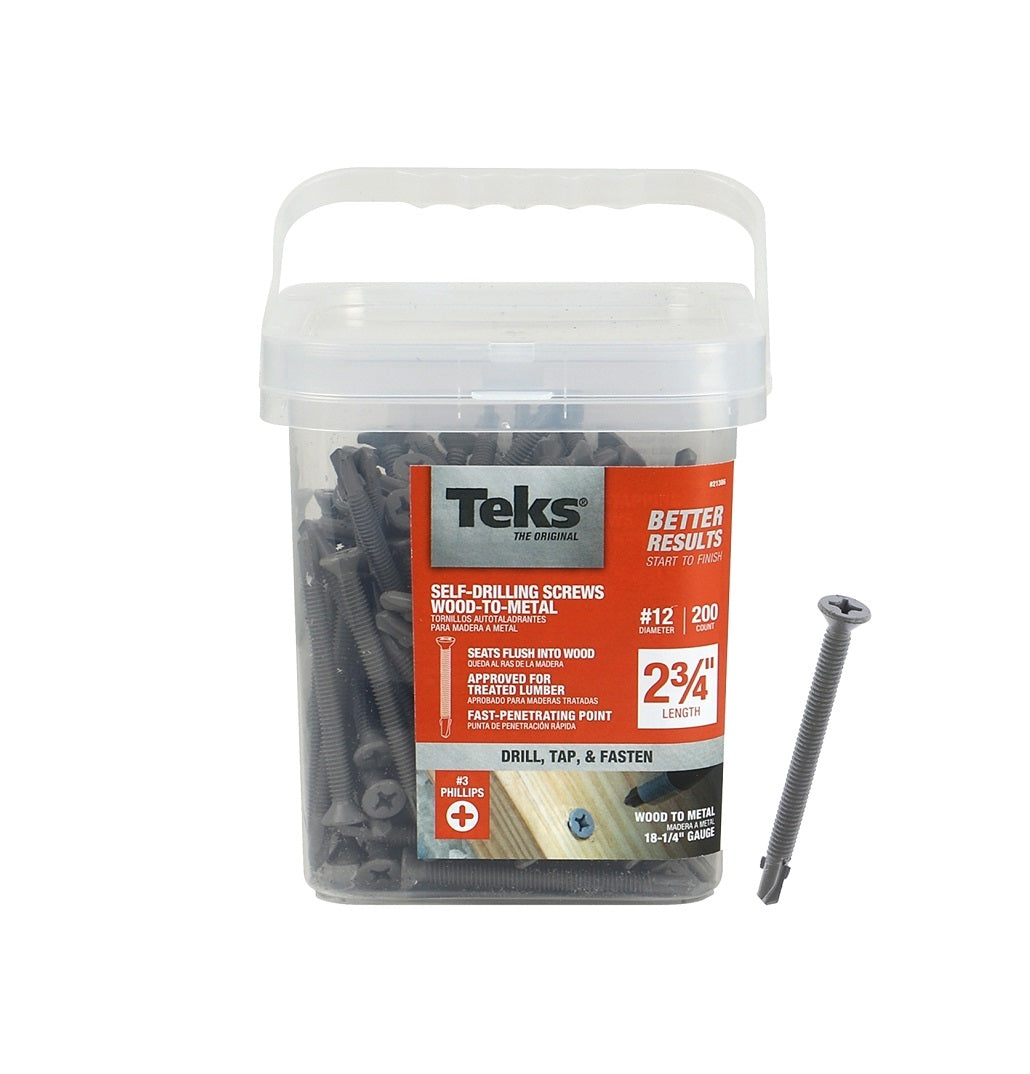 Teks 21386 Self-Tapping Screws, #12 x 2-3/4", 200/Pk