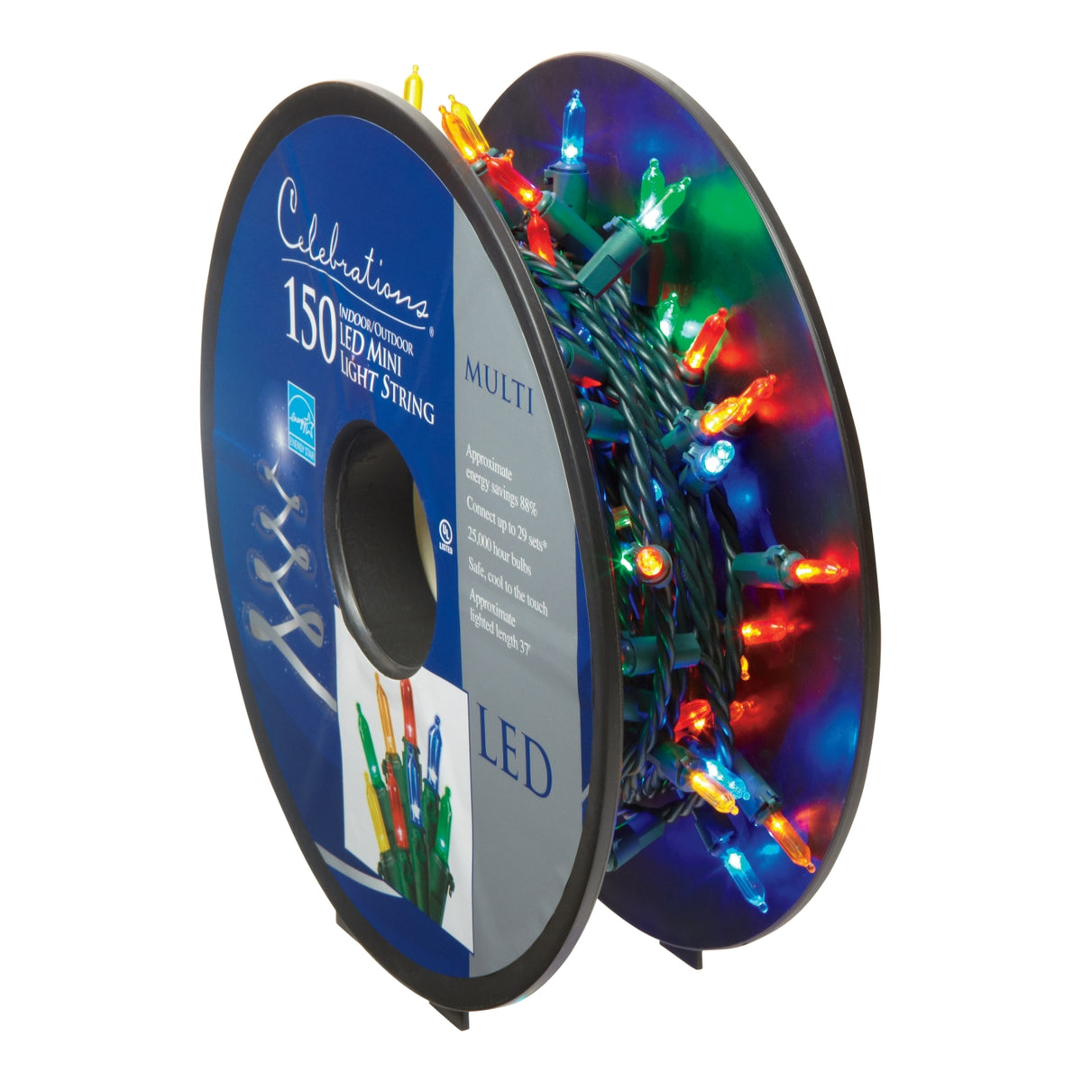 Celebrations 40756-71 LED Light Bulbs On A Reel, 37', Multi-Color