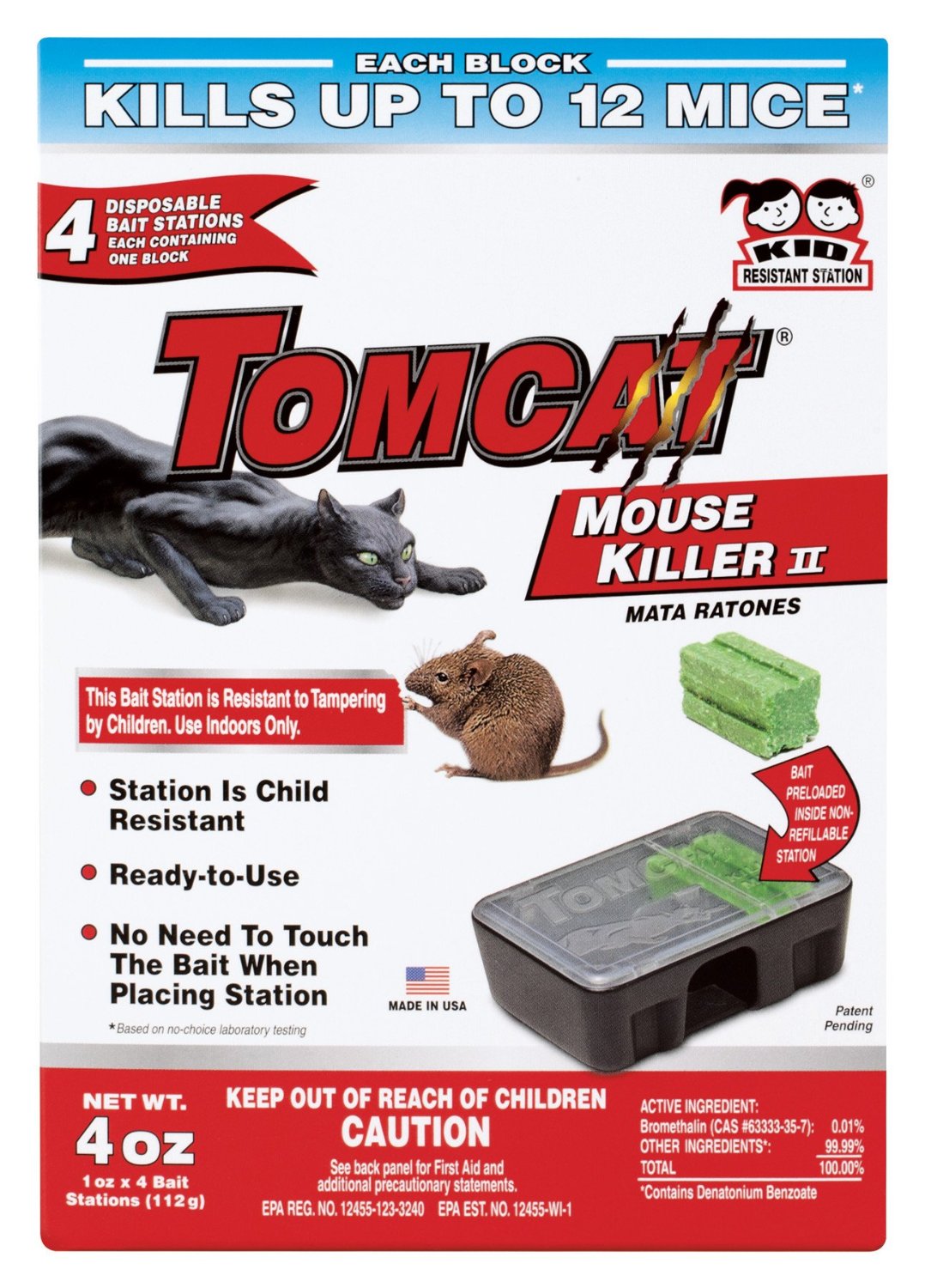 Tomcat 0371610 Disposable Mouse Bait Station, 4 Pack