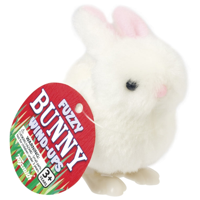 Toysmith 2030 Fuzzy Bunny Wind Up Rabbit, Cotton/Polyester, White/Pink ...
