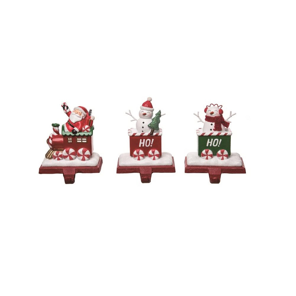Transpac TC00685 Snowman & Santa Christmas Stocking Holder, Multicolored