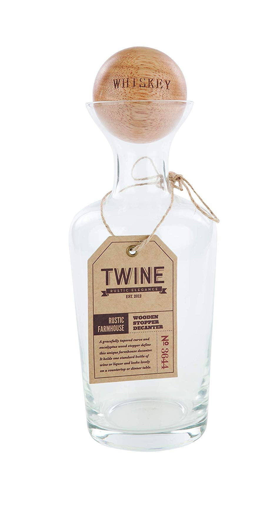 Twine 3644 Rustic Farmhouse Wine Decanter, Wood, Brown, 25 Oz