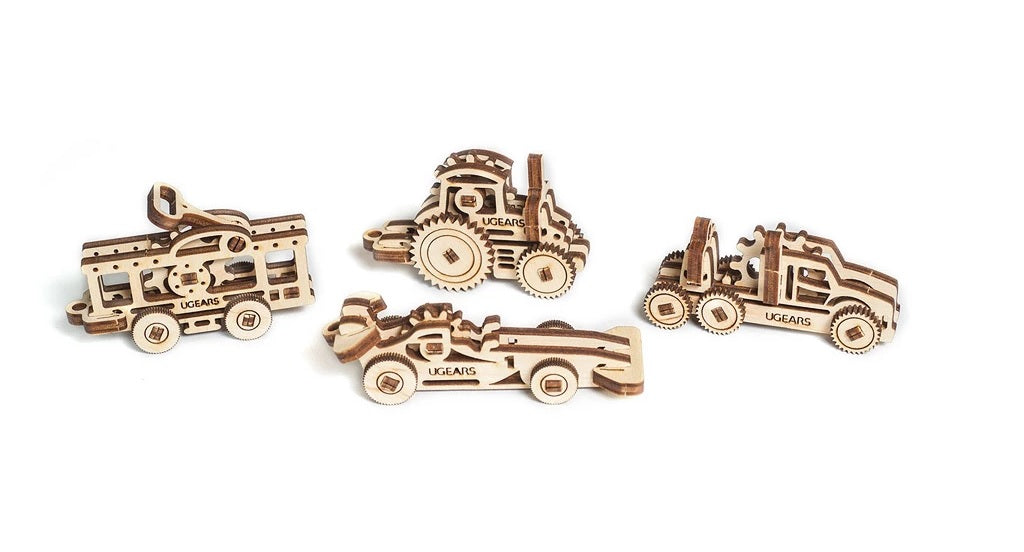 UGears 502153 U-Fidget Vehicles 3D Puzzle Model, Natural, Wood