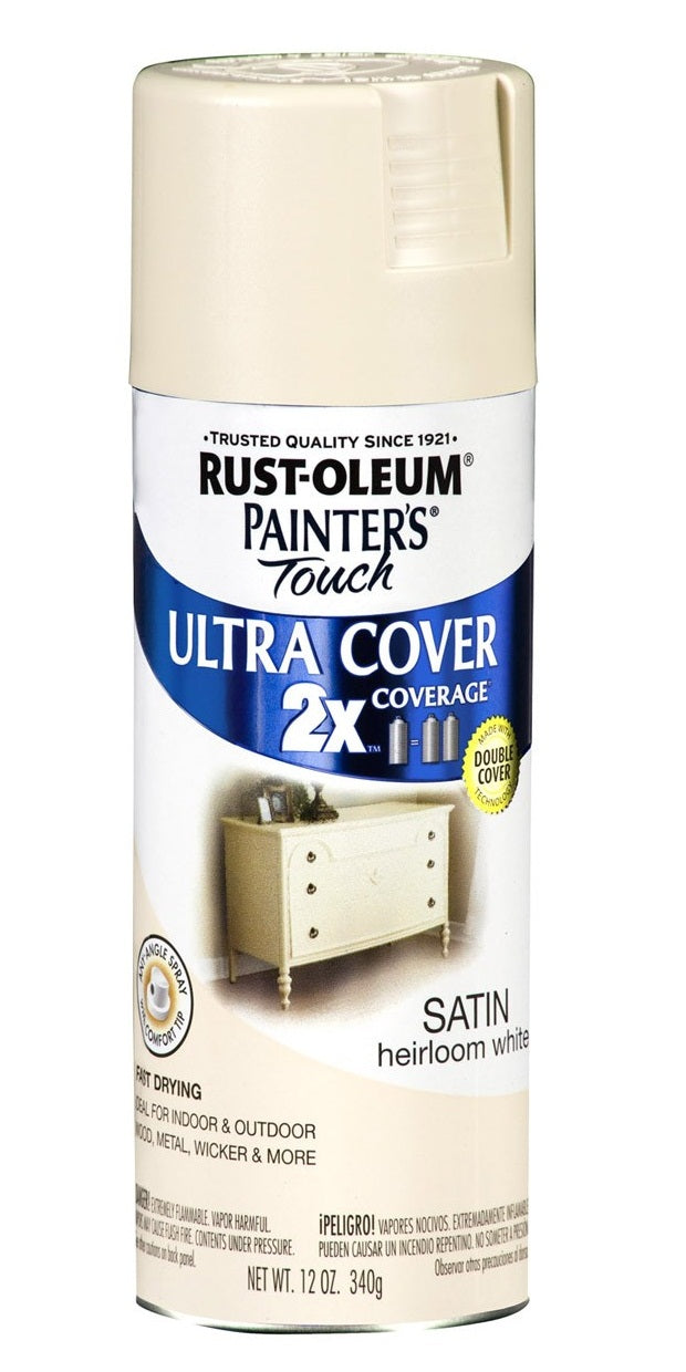 Rust-Oleum 249076 Painter's Touch Satin Aerosol Paint, Heirloom White