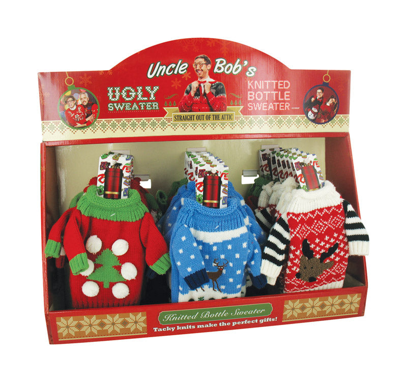 Uncle Bob's X-SWEAT Christmas Ugly Wine Bottle Sweater, Polyester