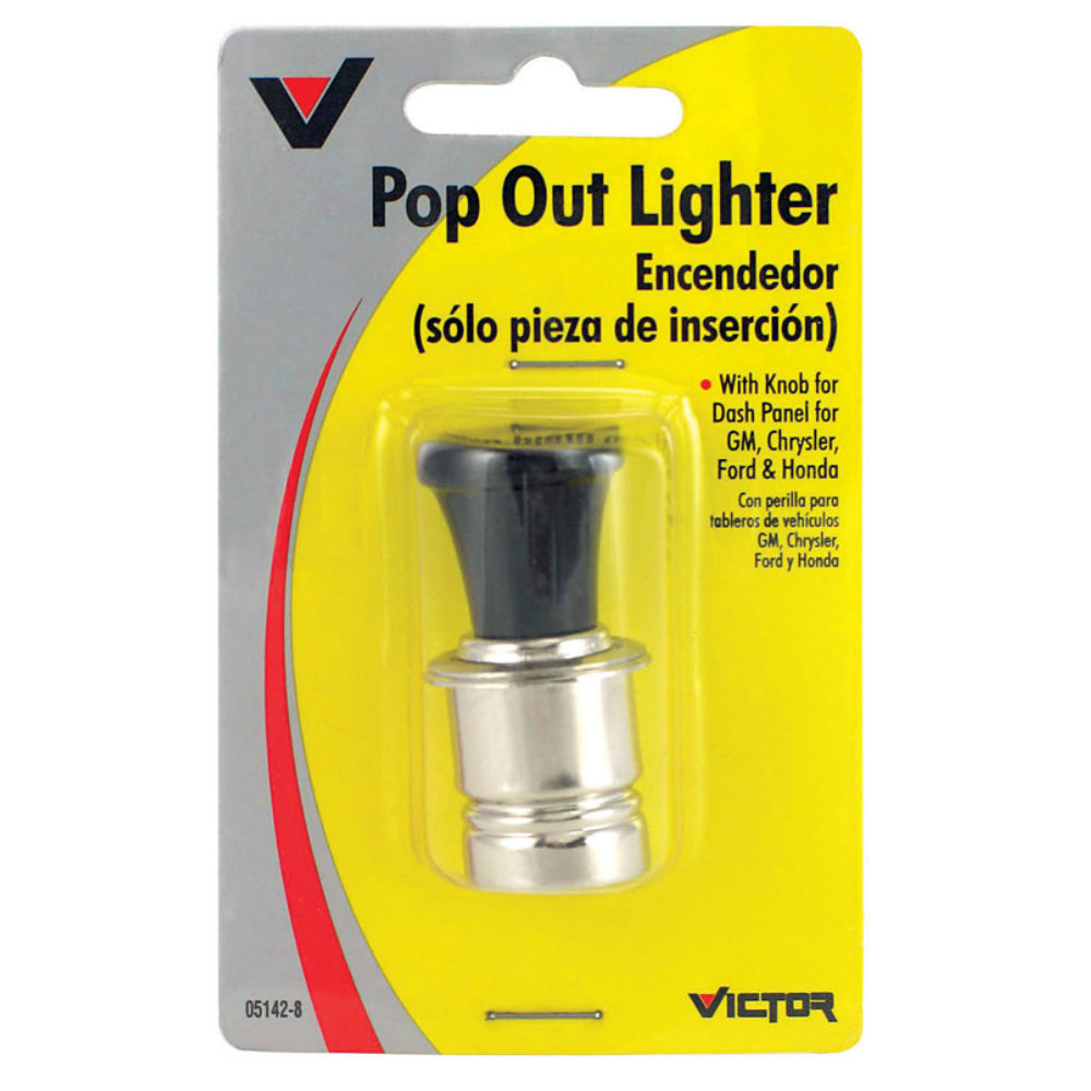 Victor 22-5-05142-8 Long Knob Pop Out Unit Cigarette Lighter, Black/Silver