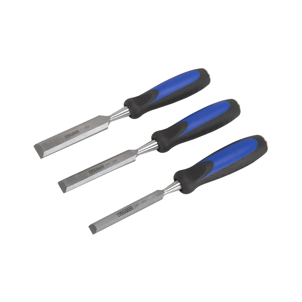 Vulcan JL-CH3PC Wood Chisel Set, Black/Chrome