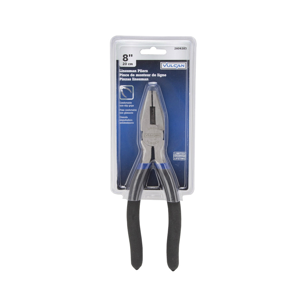 Vulcan PC918-21 Fully Polished Lineman's Plier, Vinyl, 8" L