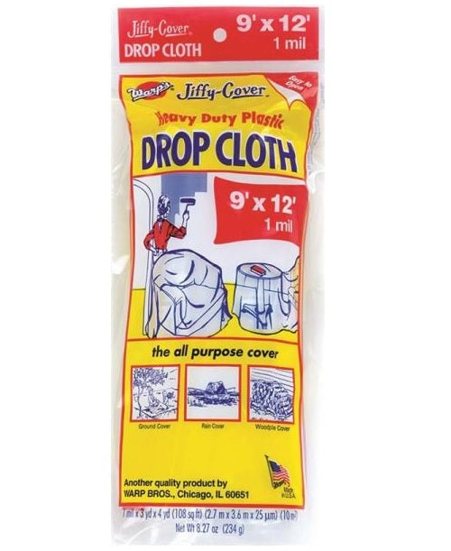 Warp's JCS912 Jiffy Cover Heavy Duty Drop Cloth, 12' x 9'