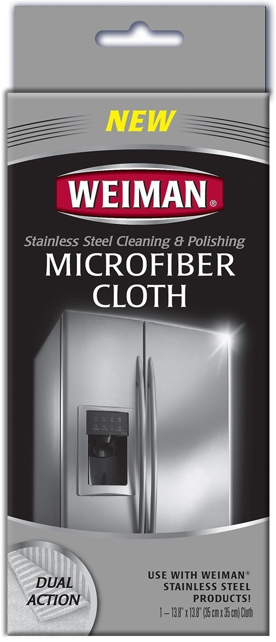 Weiman 504D Microfiber Cloth For Stainless Steel, 13.8"W x 13.8"L