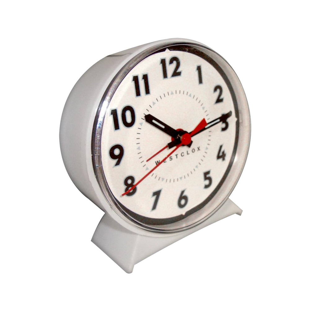 Westclox 15550 Mechanical Keywound Alarm Clock, White