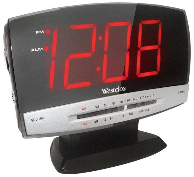 Westclox 80187A LED Radio Alarm Clock with Line-in, Red Display