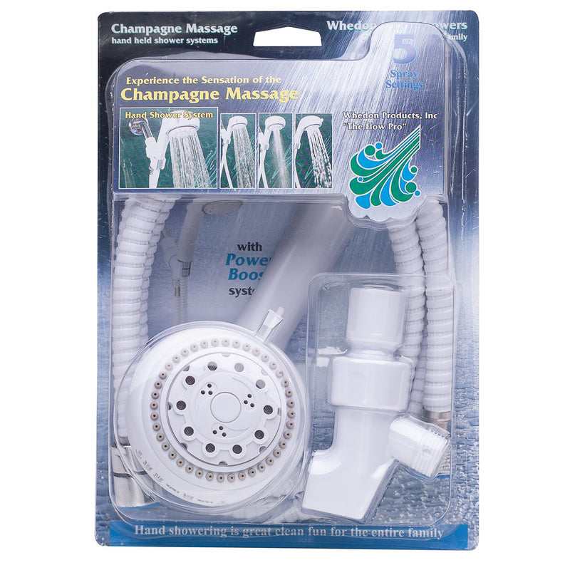 Whedon AFP5C Champagne Massage Handheld Showerhead, White