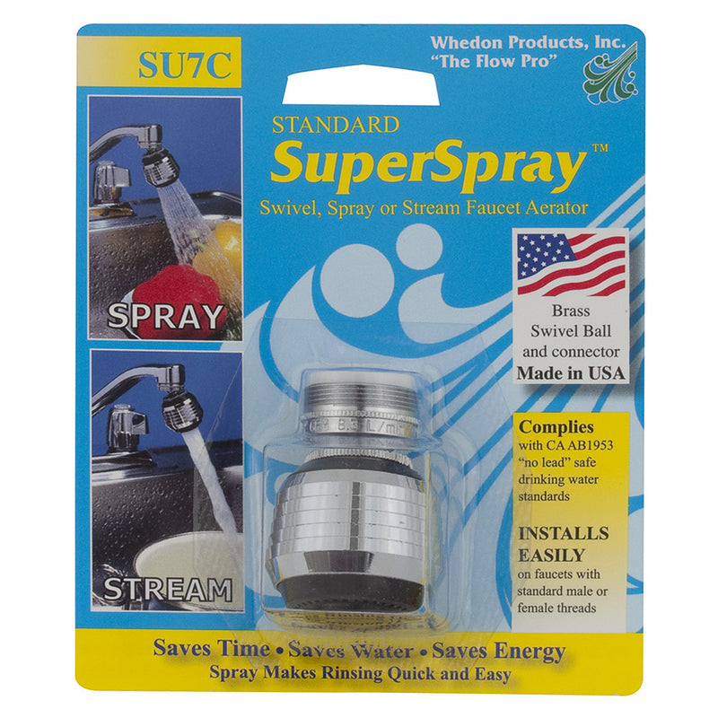 Whedon SU7C Standard Superspray Swivel Spray & Stream Aerator, 2.2 GPM