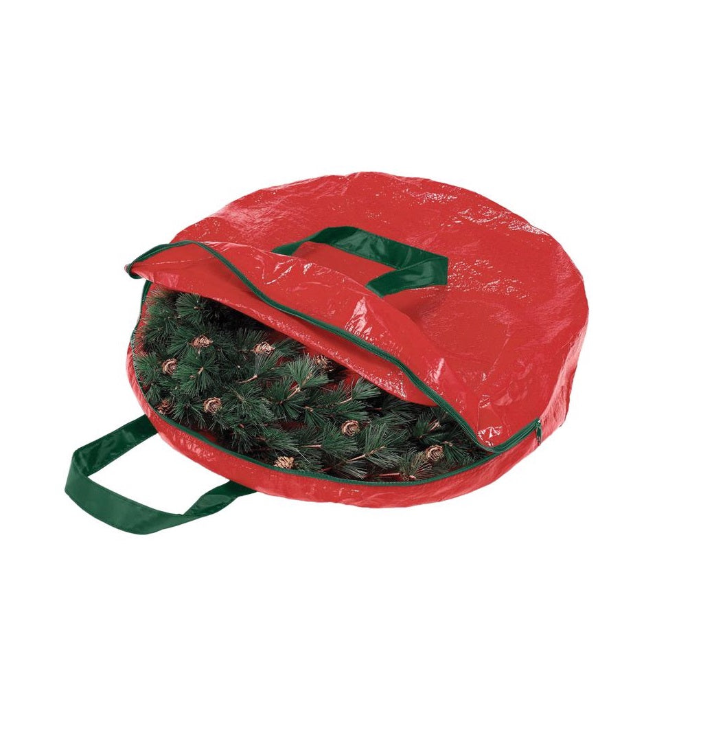 Whitmor 6129-5349 Christmas Wreath Storage Bag, Black/Red