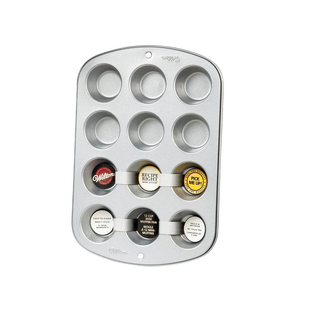 Wilton 191003169 Recipe Right Mini Muffin Pan, Silver, 3.4 inch X 11.8 inch