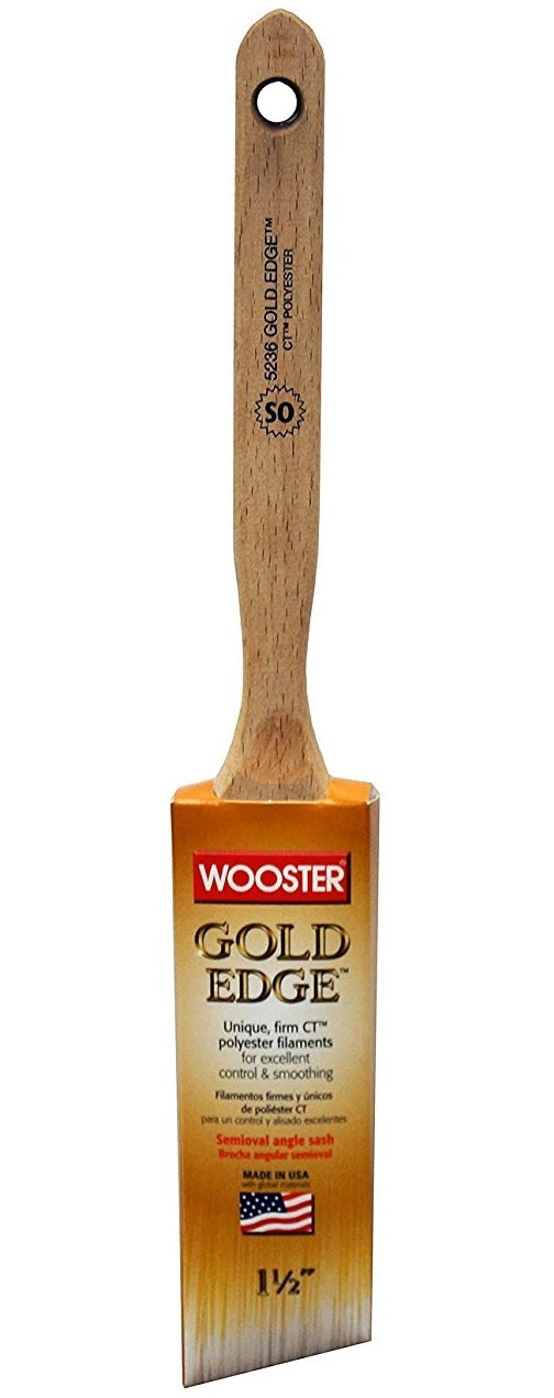 Wooster 5236-1 1/2 Gold Edge SemiOval Angle Sash Brush, 1.5"