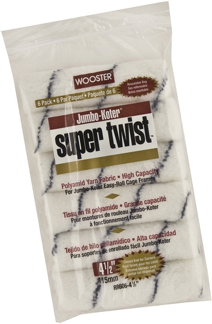 Wooster RR606-4-1/2 Jumbo-Koter Super Twist Roller, 4-1/2", 6 Pack