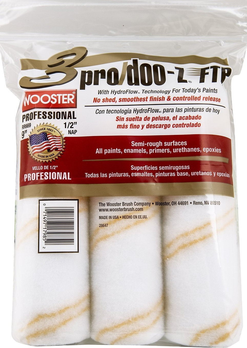 Wooster RR669-9 Pro Doo Z FTP Paint Roller Cover, 9 x 1/2"
