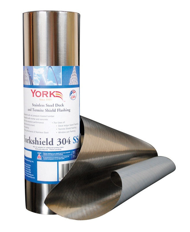 York RESYS304SS12/20 Yorkshield Flashing Roll, Stainless Steel, Silver, 240" L