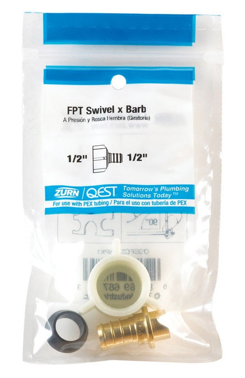 Zurn QQSFC33GXNPK1 Qest Swivel Adapter, Brass, 1/2" Dia